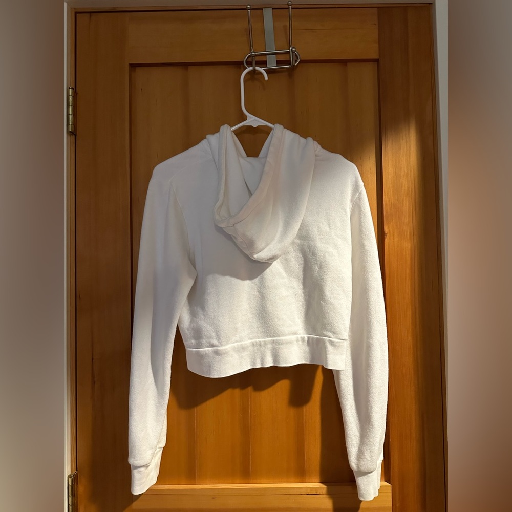 Brandy Melville White zip up cropped